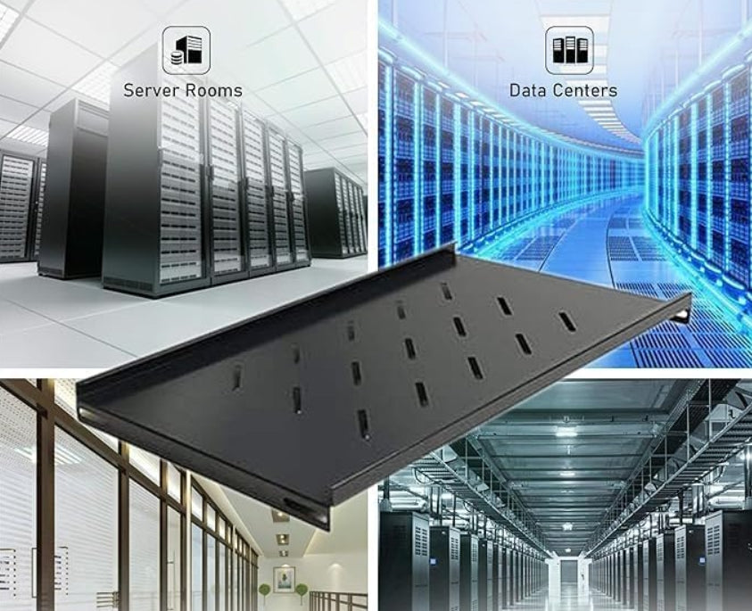 Rack shelf, one of the network cabinet accessories shown is the shelf and its several applications in different IT setup. 