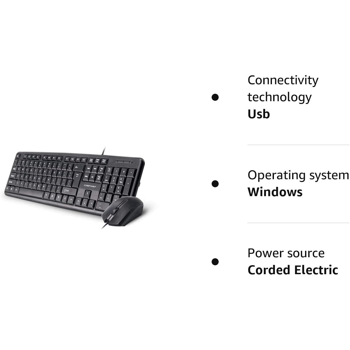 Full size Black Standard USB Keyboard & Mouse set,box qty 20