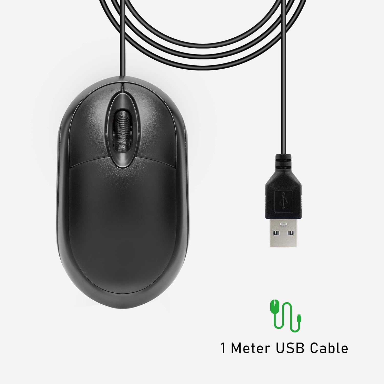 USB Optical Mouse - 3/4 Size - Black