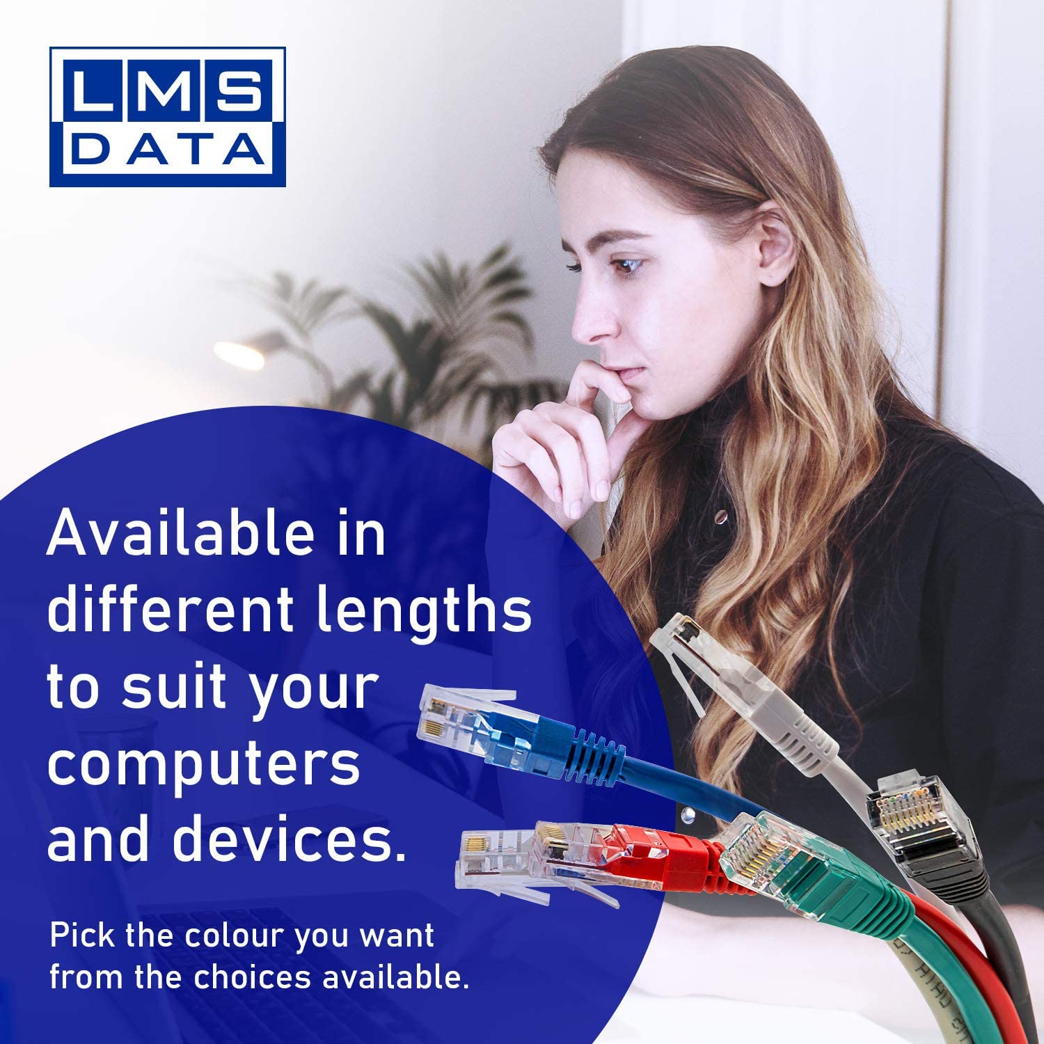 4.0m LMS Data Ethernet Cat5e RJ45 UTP Patch cable cord, LAN 10/100/1000Mbit/s Cable suitable