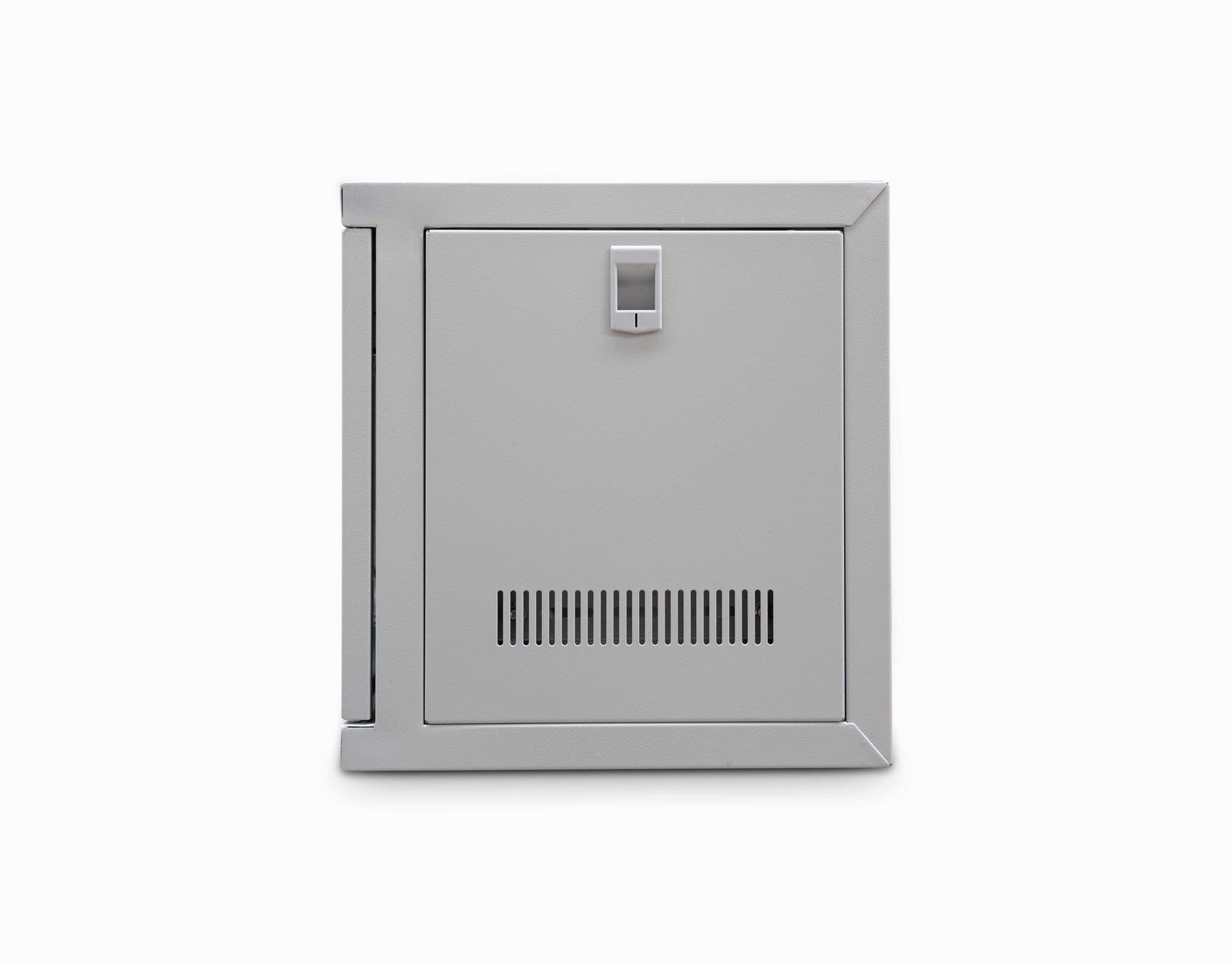 Right-side view of a Grey 6U 300mm Deep 19 inch Wall Mount Network Cabinet  shown with right-side panel closed .