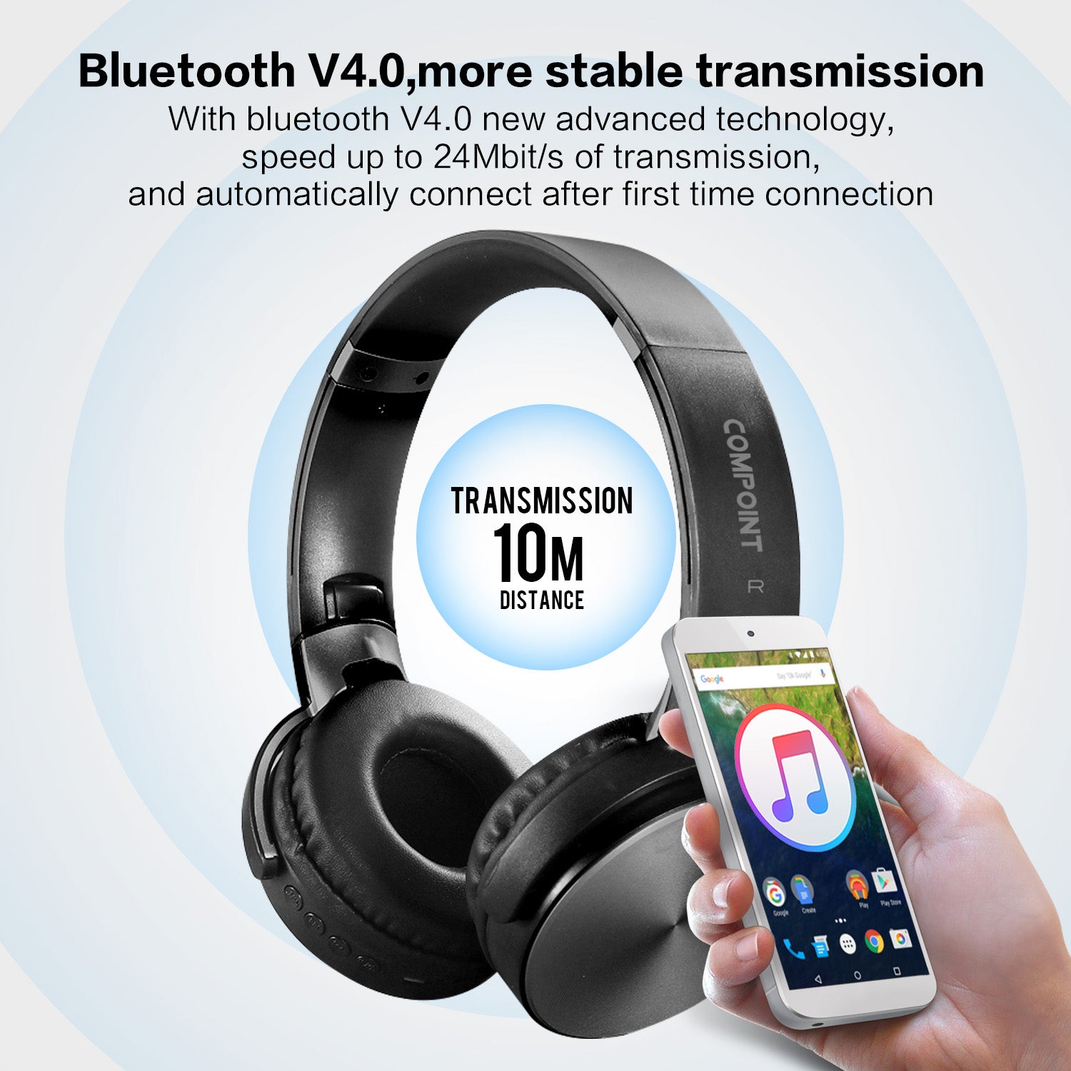 Bluetooth 4.0 Fold-able Stereo Headphones with Active Noise Cancallation - Black - Netbit UK