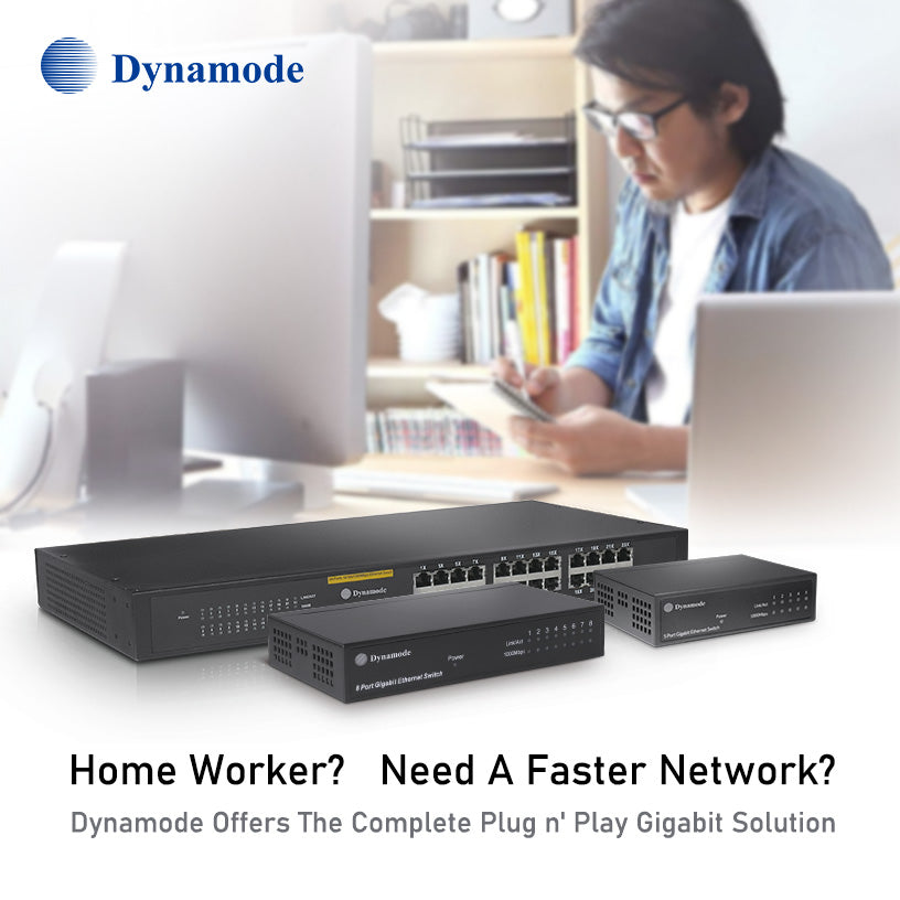 Fast and Gigabit Network Ethernet Switches product range including PoE Network Switch by Dynamode.