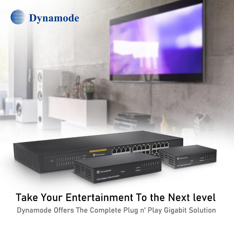 The Dynamode Fast and Gigabit Network Ethernet Switches / PoE  Ethernet Switches product range is advertised for entertainment applications.