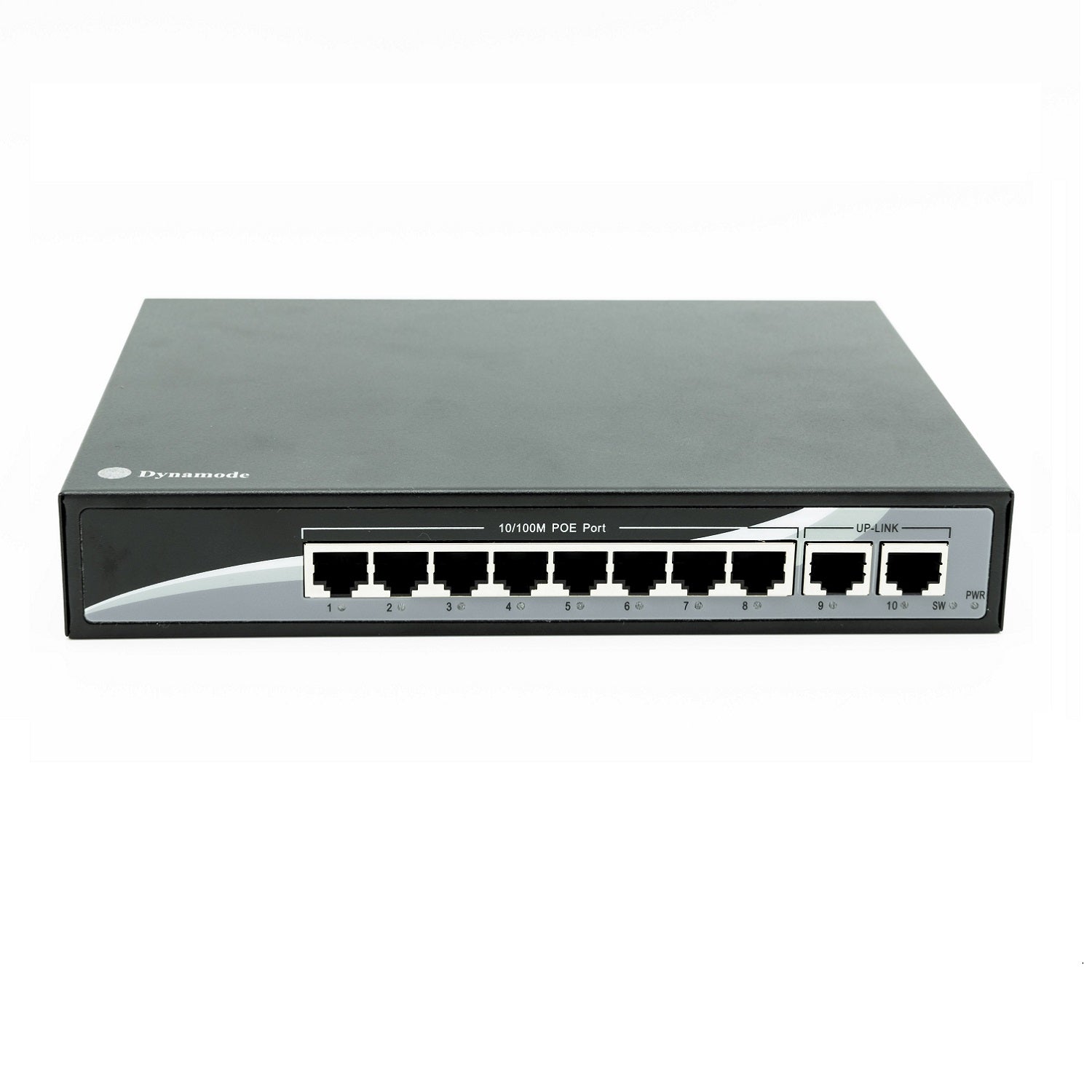 8-Port 10/100 Mbps Fast Ethernet PoE  Ethernet  Switch (Desktop or wall-mounted) showing its 8 ethernet with 2 Uplink ports.