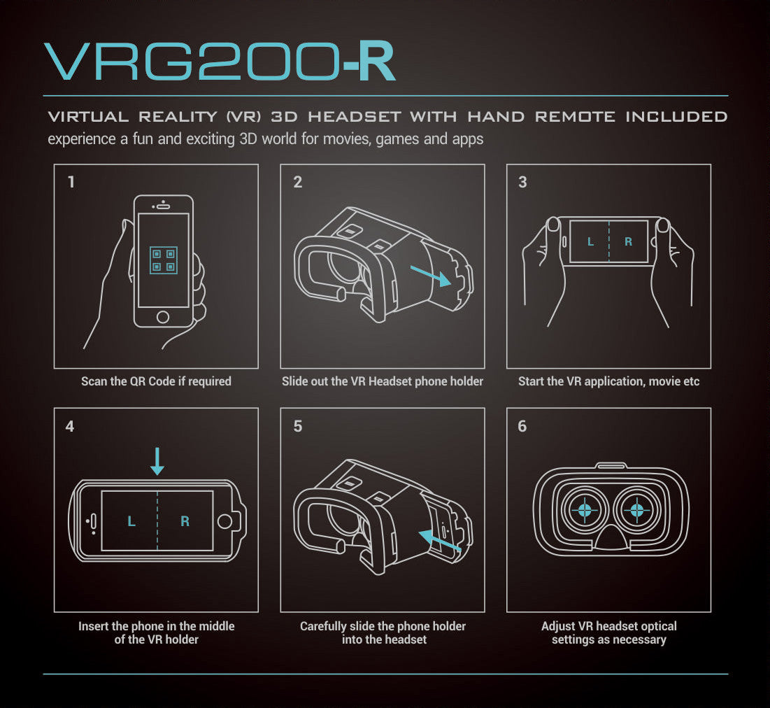 VR Headest + Remote - 3D Virtual Reality using your phone - Netbit UK